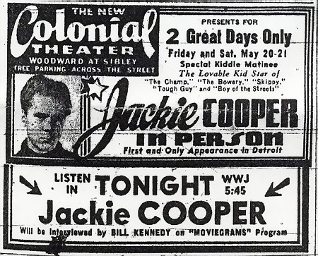 Colonial Theatre on Woodward Ave - OLD AD